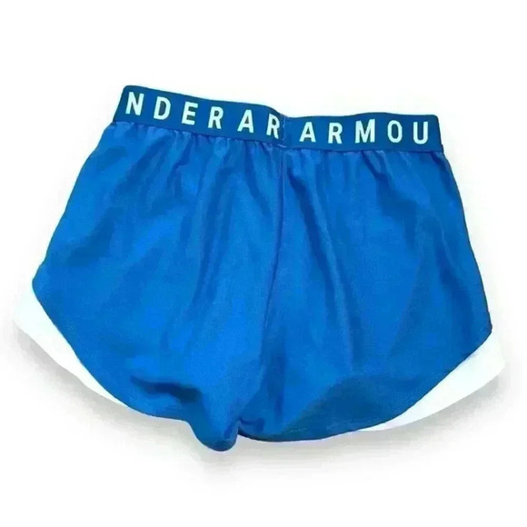 Under  Armour Women's Play Up 3.0 Shorts blue/white gym workout training running - Picture 5 of 7